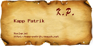 Kapp Patrik névjegykártya